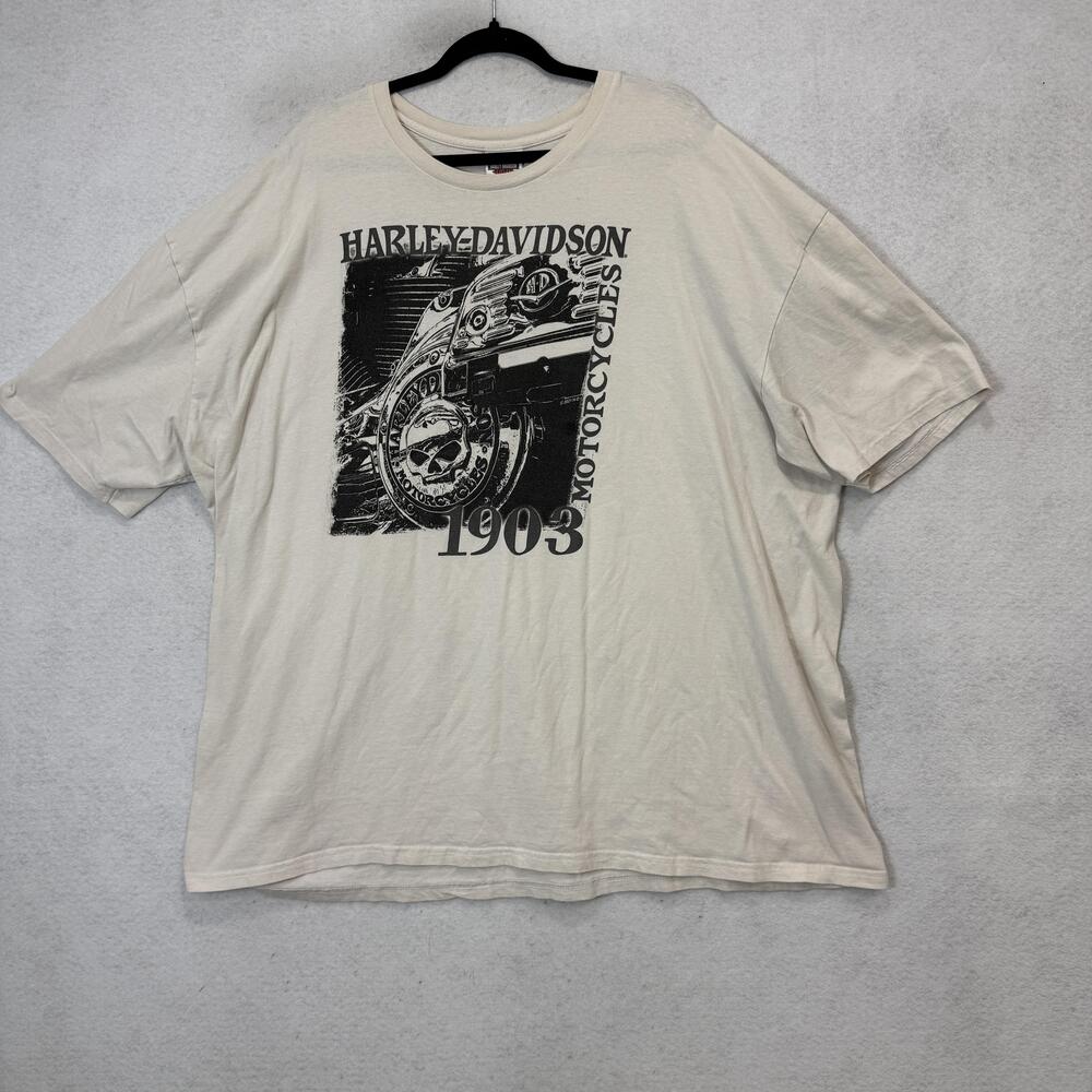 Harley-Davidson Shirt Mens 5XL Beige 1903 Motorcycle Graphic Tee USA Back Print